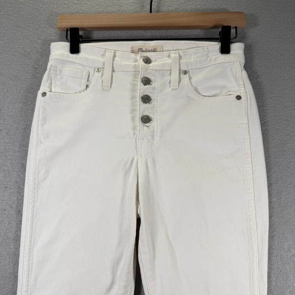 Madewell High Rise Skinny Crop Jeans White Button Fly Frayed Hem Size 26 - Picture 3 of 15